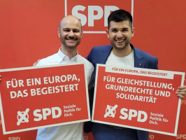 Europakandidat Matthias Dornhuber und Huckepackkandidat Anil Altun